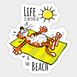 Summer Tiger, Life is Better at the Beach Sticker